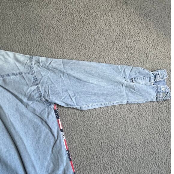 Vintage Bill Blass Button Shirt Large America Long Sleeve Blue Red Western Rodeo - Picture 9 of 16